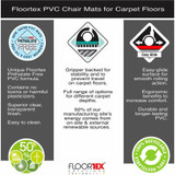 Floortex PF1115225EV Advantagemat&reg; Phthalate Free Vinyl Rectangular Chair Mat for Carpets up to 1/4" - 48" x 60"