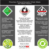 Floortex 1215015019ER Ultimat&reg; XXL Polycarbonate Square Chair Mat for Hard Floors - 60" x 60"