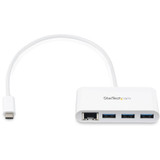 StarTech.com HB30C3A1GEA StarTech.com 3 Port USB C Hub with Gigabit Ethernet - USB-C to 3x USB-A - USB 3.0 - White - USB Hub with GbE - USB-C to USB Adapter - USB Type C Hub