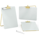 U Brands 4974A01-06 U Brands Glass Dry-Erase Desktop Easel, Tempered Glass, Gold Metal Stand, Removable Clip