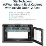 StarTech.com RK619WALL StarTech.com 2-Post 6U Wall Mount Network Cabinet w/ Acrylic Door, 19" Small Wall-Mounted Server Rack for Data / Computer Equipment, TAA
