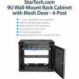 StarTech.com RK920WALM StarTech.com 4-Post 9U Wall Mount Network Cabinet, 19" Wall-Mounted Server Rack for Data / Computer Equipment, Small IT Rack Enclosure