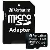 Verbatim America, LLC Verbatim 44084 64GB Premium microSDXC Memory Card with Adapter, UHS-I V10 U1 Class 10
