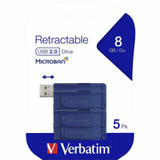 Verbatim America, LLC Microban 99121 8GB USB Flash Drive - 5pk - Blue