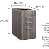 Safco Products Safco APBBF26LGS Safco Aberdeen Series Desk Pedestal, Pencil/Box/Box/File