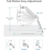 Fellowes, Inc. Fellowes 8056201 Fellowes Platinum Series Single Monitor Arm - White