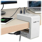 Tripp Lite by Eaton Tripp Lite series TLP648USBC Eaton Tripp Lite Series 6-Outlet Surge Protector w/2 USB-A (4.8A Shared) & 1 USB-C (3A) - 8 ft. (2.43 m) Cord, 1080 Joules, Desk Clamp Tripp Lite by Eaton Tripp Lite series TLP648USBC Eaton Tripp Lite Series 6-Outlet Surge Protector w/2 USB-A (4.8A Shared) & 1 USB-C (3A) - 8 ft. (2.43 m) Cord, 1080 Joules, Desk Clamp