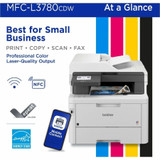 Brother Industries, Ltd Brother MFC-L3780CDW Brother MFC-L3780CDW Wireless Digital Color All-in-One Printer with Laser Quality Output, Copy, Scan, and Fax, Single Pass Duplex Copy and Scan, Duplex and Mobile Printing, Gigabit Ethernet