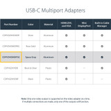 StarTech.com CDPVDHDMDPSG StarTech.com USB C Multiport Video Adapter 4K/1080p - USB Type C to HDMI, VGA, DVI or Mini DisplayPort Monitor Adapter - Space Gray