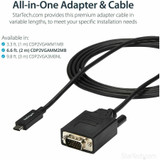 StarTech.com CDP2VGAMM2MB StarTech.com 6ft/2m USB C to VGA Cable - 1920x1200/1080p USB Type C DP Alt Mode to VGA Video Monitor Adapter Cable -Works w/ Thunderbolt 3