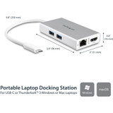 StarTech.com DKT30CHPDW StarTech.com USB-C Multiport Adapter - USB-C Travel Dock w/ 4K HDMI - 60W PD Pass-Through, GbE, 2x USB-A - Mini USB Type-C Docking Station