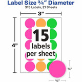 Avery Avery&reg; 06733 Avery&reg; 3/4" Round Removable Color Coding Labels - Handwrite Only