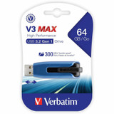 Verbatim America, LLC Verbatim 49807 Verbatim 64GB Store 'n' Go V3 Max USB 3.0 Flash Drive - Blue