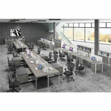 Norstar Office Products Inc Boss SGSD021102 Boss 6 Desks 3 Side by Side and 3 Face to Face with 6 Pedestals