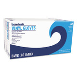 BOARDWALK 361MCT Exam Vinyl Gloves, Clear, Medium, 3 3/5 mil, 100/Box, 10 Boxes/Carton