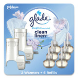 SC JOHNSON Glade® 319963 Plugin Scented Oil, Clean Linen, 0.67 oz, 2 Warmers and 6 Refills/Pack