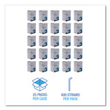 BOARDWALK JSTW775S24 Wrapped Jumbo Straws, 7.75", Plastic, White/Red Stripe, 400/Pack, 25 Packs/Carton