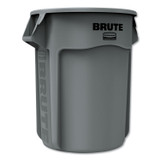 RUBBERMAID COMMERCIAL PROD. 265500GY Vented Round Brute Container, 55 gal, Plastic, Gray