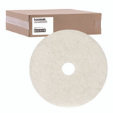 BOARDWALK 4021NAT Natural Burnishing Floor Pads, 21" Diameter, White, 5/Carton