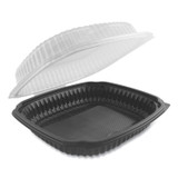 ANCHOR PACKAGING 4699911 Culinary Lites Microwavable Container, 39 oz, 9 x 9 x 3.01, Clear/Black, Plastic, 100/Carton