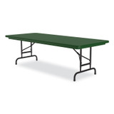 CORRELL, INC. RA3072294P Adjustable Folding Tables, Rectangular, 72" x 30" x 22" to 32", Green Top, Black Base, 4/Pallet