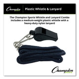 CHAMPION SPORT Sports BP601 Sports Whistle with Black Nylon Lanyard, Plastic, Black, Dozen