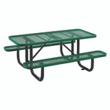GLOBAL INDUSTRIAL 277152GN Expanded Steel Picnic Table, Rectangular, 72 x 62 x 29.5, Green Top, Green Base/Legs