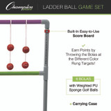 CHAMPION SPORT Sports LGSTPRO Pro Ladder Golf Game Set, (2) 22" x 37.5" Ladders/Six Bolas/Carry Bag
