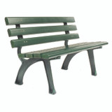 GLOBAL INDUSTRIAL 240125GN Recycled Plastic Benches with Back, 48" x 23" x 28", Green Seat/Back, Green Base