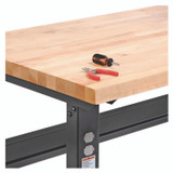 GLOBAL INDUSTRIAL 318912BK Standard Duty Butcher Block Top Adjustable Height Workbench, 2,000 lbs, 60 x 30 x 30.88 to 36.88, Birch/Black