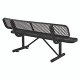 GLOBAL INDUSTRIAL 277154BK Expanded Steel Bench With Back, 72" x 24" x 33", Black Seat/Back, Black Base