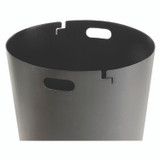 GLOBAL INDUSTRIAL 261944BK Outdoor Slatted Steel Trash Can, Dome Lid, 36 gal, Black