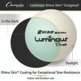 CHAMPION SPORT Sports RXLUMSET Rhino Skin Luminous Dodgeball Set, 6.3" Diameter, Luminous White/Blue, 6/Set