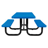 GLOBAL INDUSTRIAL 695289BL ADA Compliant Expanded Steel Picnic Table, Rectangular, 96 x 60 x 29.5, Blue Top and Base