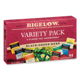 KEURIG DR PEPPER Bigelow® RCB10568 Variety Pack Assorted Tea Bags, Individually Wrapped, 64 Tea Bags/Box