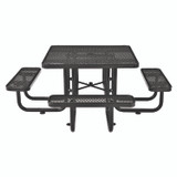 GLOBAL INDUSTRIAL 277151BK Expanded Steel Picnic Table, Square, 81 x 81 x 29.5, Black Top, Black Base/Legs