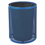 GLOBAL INDUSTRIAL 261926BL Outdoor Diamond Steel Trash Can, Rain Bonnet Lid, 36 gal, Blue