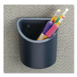 OFFICEMATE INTERNATIONAL CORP. 29032 Verticalmate Plastic Pencil Cup, 4.25 x 4.25 x 5, Fabric Panel Mount, Gray