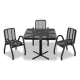 GLOBAL INDUSTRIAL 348119BK Outdoor Dining Set, Square, 36 x 36 x 29, Black Top, Black Base/Legs