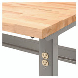 GLOBAL INDUSTRIAL 183179 Standard Duty Butcher Block Top Adjustable Height Workbench, 2,000 lbs, 96 x 36 x 30.88 to 36.88, Maple/Gray