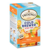 TWININGS NORTH AMERICA INC 51816 Cold Brew Iced Tea Bags, Peach, 0.07 oz Tea Bag, 20/Box