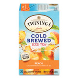 TWININGS NORTH AMERICA INC 51816 Cold Brew Iced Tea Bags, Peach, 0.07 oz Tea Bag, 20/Box