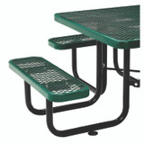 GLOBAL INDUSTRIAL 277151GN Expanded Steel Picnic Table, Square, 81 x 81 x 29.5, Green Top, Green Base/Legs