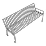 GLOBAL INDUSTRIAL 694854GYKD Steel Slat Benches with Back, 72" x 26" x 31", Gray Seat/Back, Gray Base