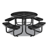 GLOBAL INDUSTRIAL 262078BK Perforated Steel Picnic Table, Round, 46" Dia x 29.5"h, Black Top, Black Base/Legs