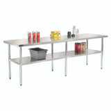 GLOBAL INDUSTRIAL 319058 Work Table with Undershelf, Rectangular, 96 x 30 x 35, Silver Top, Silver Base/Legs
