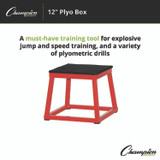 CHAMPION SPORT Sports PXB12 Plyo Box, 15" x 15", Plywood/Rubber/Steel, Red/Black