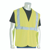 PROTECTIVE INDUSTRIAL PRODUCTS INC PIP 302MVGLY2X ANSI Class 2 Hook and Loop Safety Vest, 2X-Large, Hi-Viz Lime Yellow