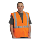 PROTECTIVE INDUSTRIAL PRODUCTS INC PIP 3020702ZORXL ANSI Class 2 Two-Pocket Zipper Mesh Safety Vest, Polyester Mesh, X-Large, Orange