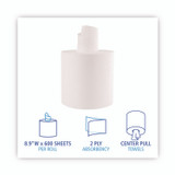 BOARDWALK 410321 Center-Pull Roll Towels, 2-Ply, 7.6 x 8.9, White, 600/Roll, 6/Carton